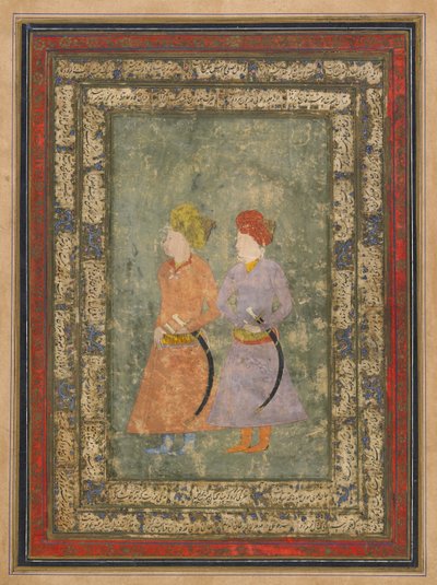Two Persian Noblemen by Mughal School